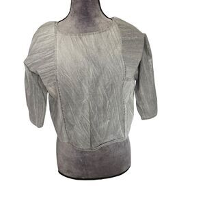 OTOKYO‎ Gray Acid Wash Cropped Boxy Top Unique Structured Design Size S